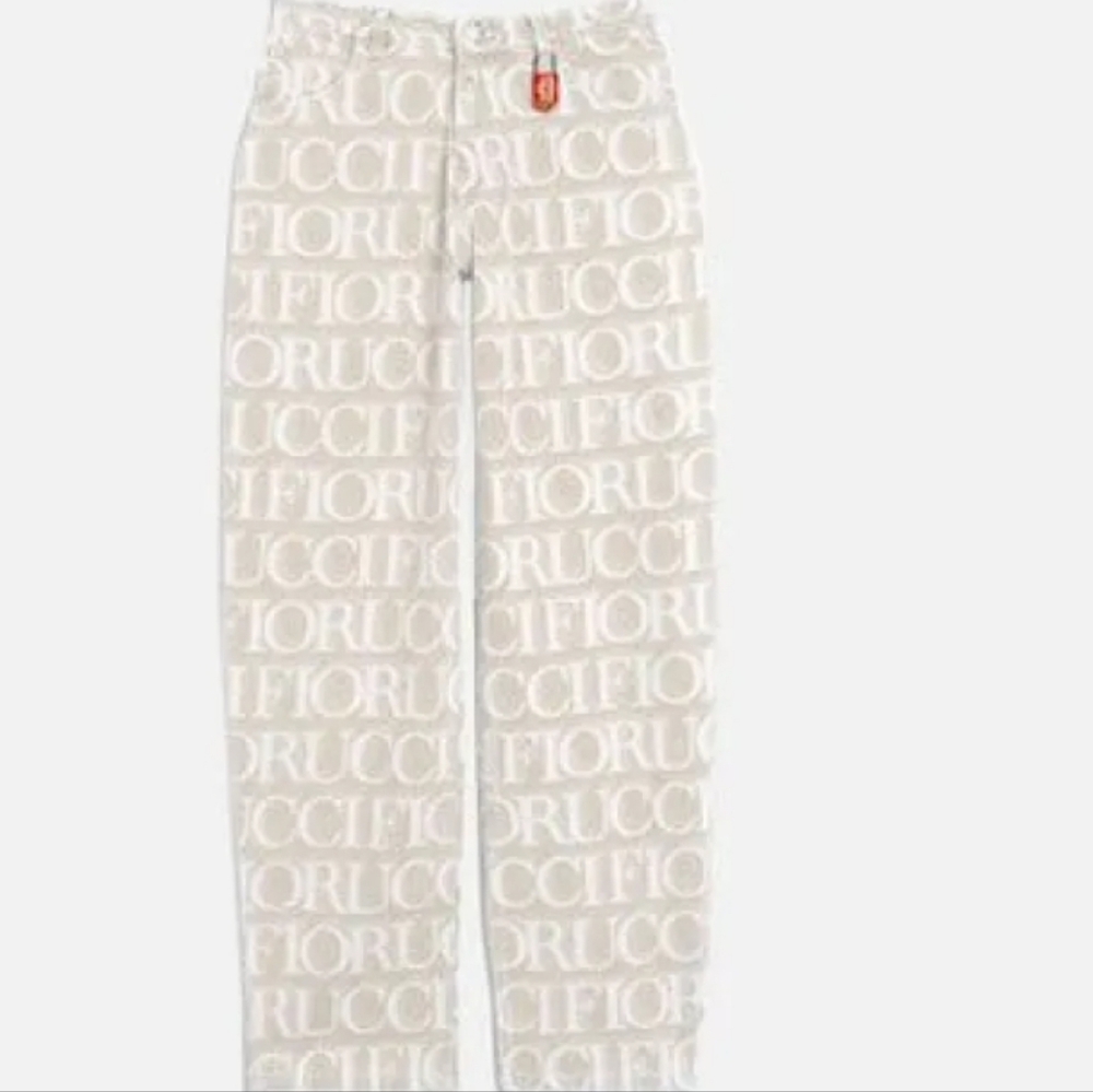 Nwt Fiorucci Italy Patti Ecru With White Lazer Monogram Jeans - Picture 16 of 16